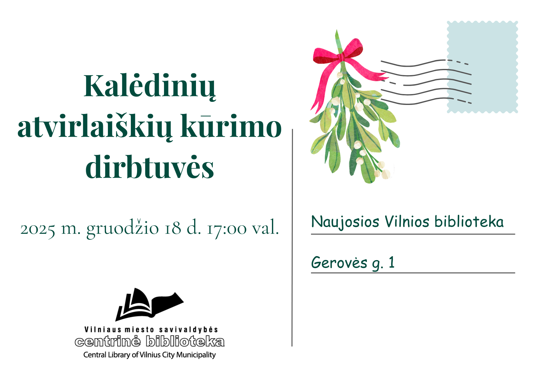 Kalėdinių atvirlaiškių kūrimo dirbtuvės