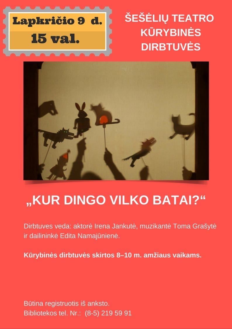 Šešėlių teatro kūrybinės dirbtuvės vaikams