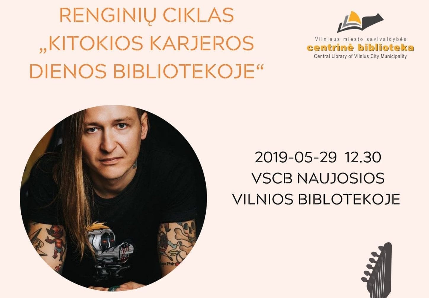 Renginių ciklui „Kitokios karjeros dienos bibliotekoje“ skirtas susitikimas su gitaros meistru Viktoru Jonušiu-Hugiu