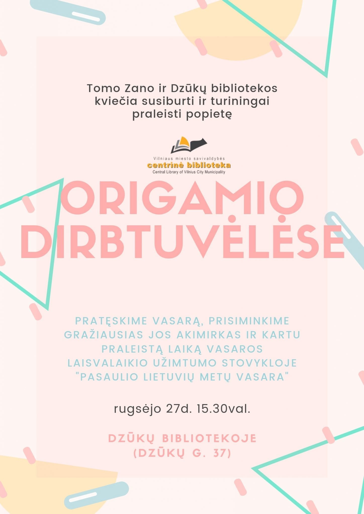 Origamio dirbtuvės vaikams