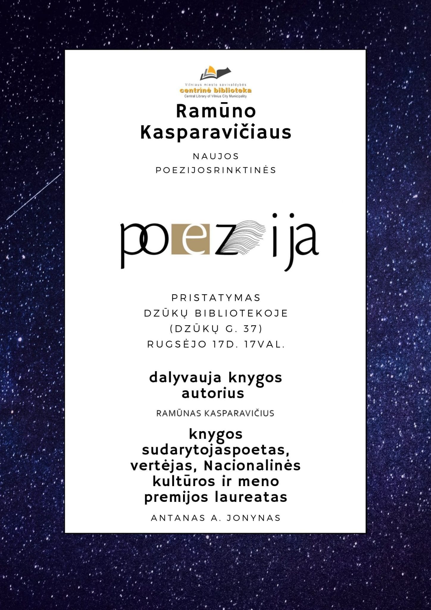 Ramūno Kasparavičiaus eilėraščių rinktinės „Poezija“ pristatymas