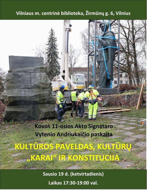 Vytenio Andriukaičio paskaita-diskusija „Kultūros paveldas, kultūrų „karai“ ir Konstitucija“