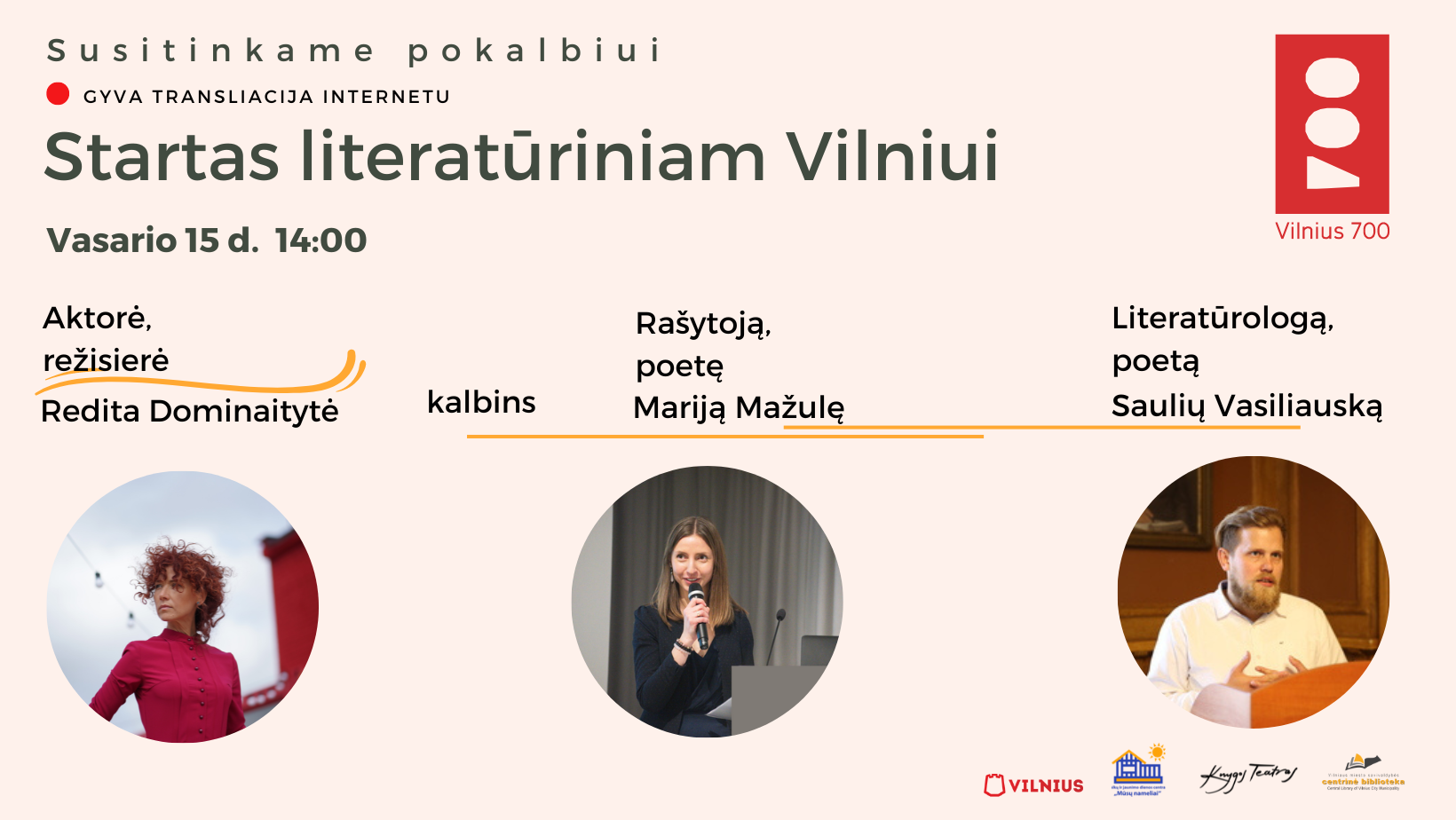 Projekto „Startas literatūriniam Vilniui“ pokalbis (Tiesioginė transliacija)