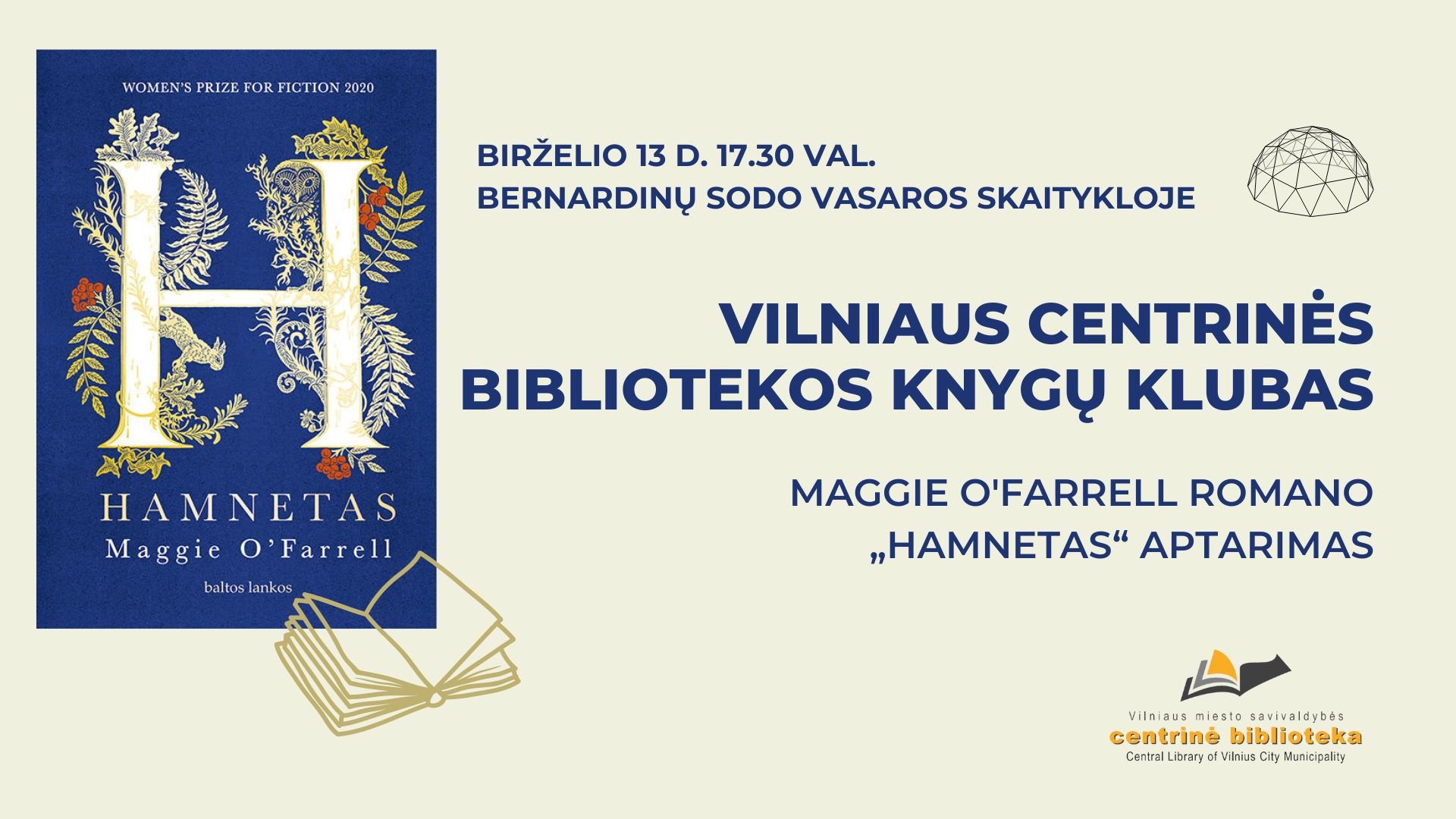 Maggie O'Farrell knygos „Hamnetas“ aptarimas | Vilniaus centrinės bibliotekos Knygų klubas