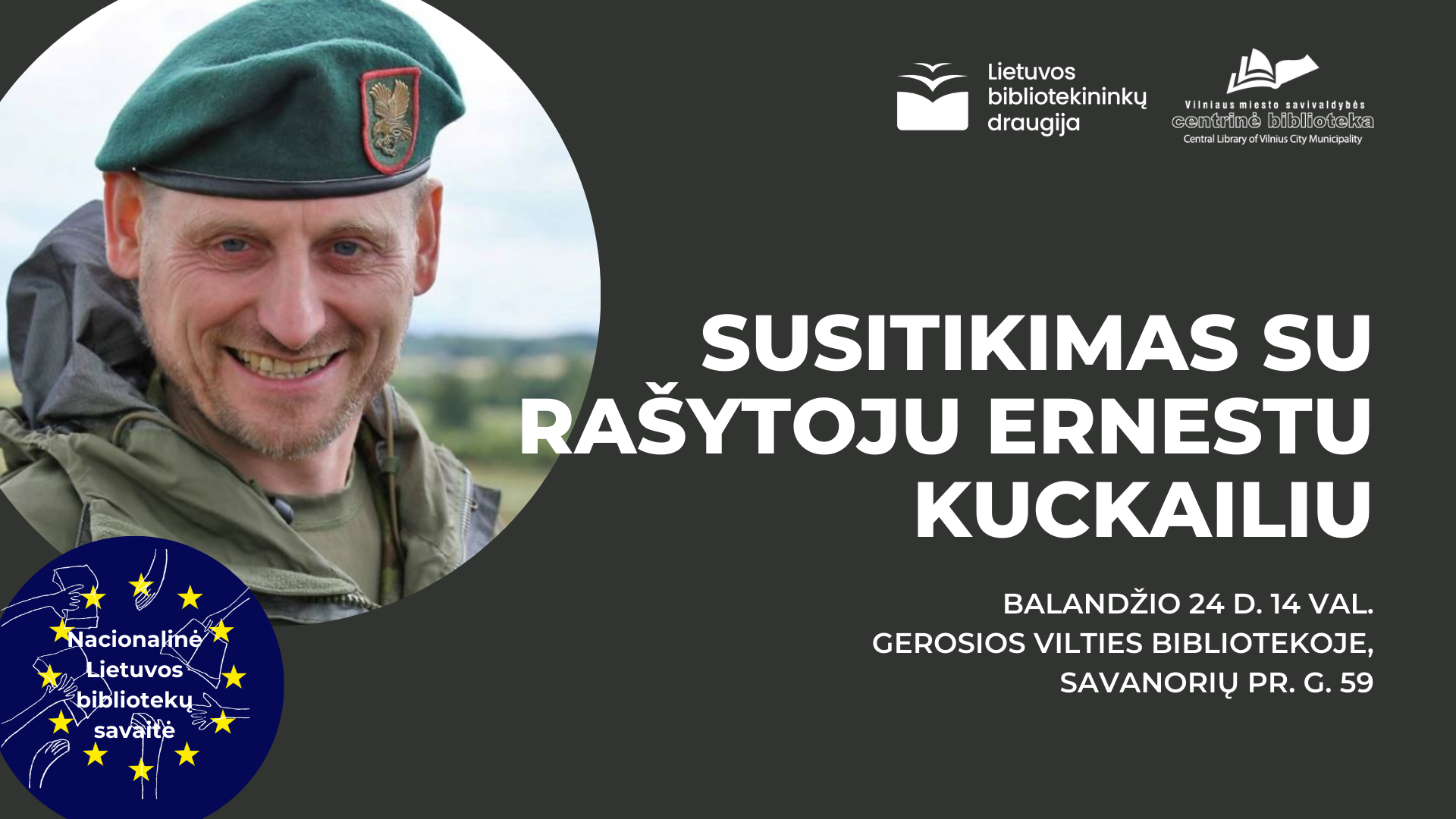 Susitikimas su rašytoju Ernestu Kuckailiu | Nacionalinė Lietuvos bibliotekų savaitė
