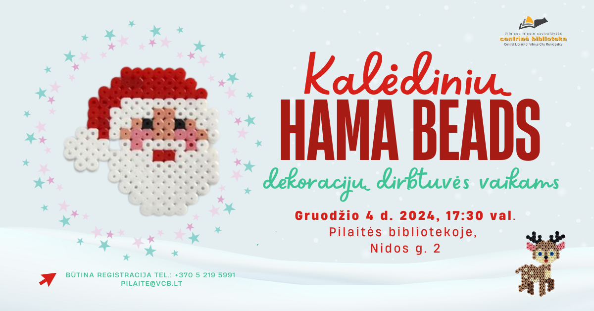 Kalėdinių dekoracijų iš „Hama beads“ karoliukų dirbtuvės