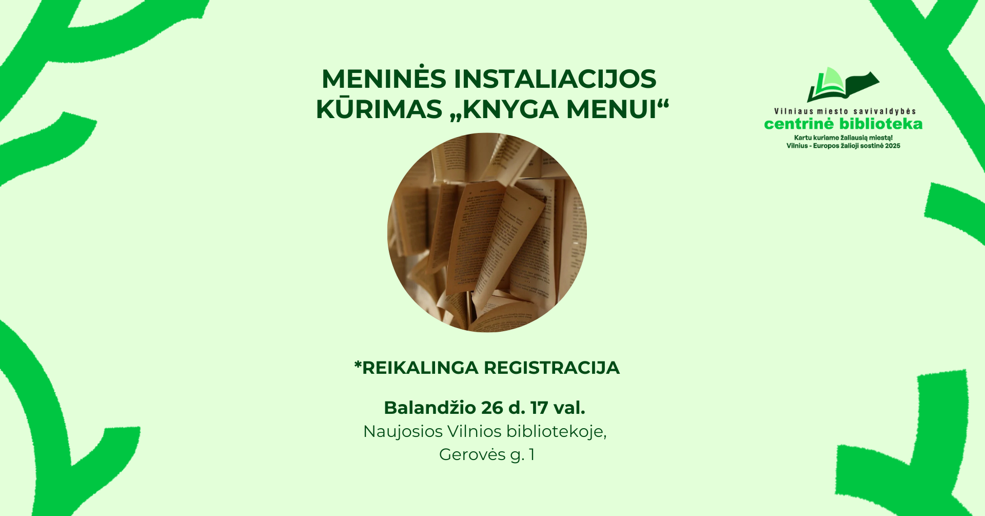 Meninės instaliacijos kūrimas „Knyga menui“  | REGISTRACIJA