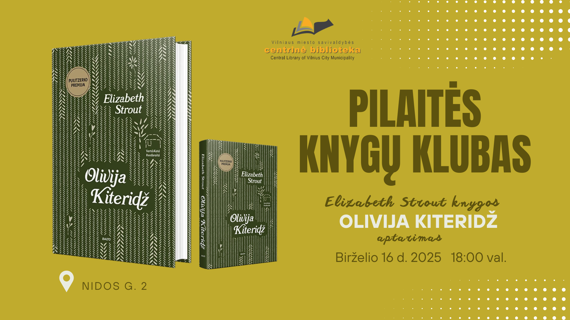 Pilaitės Knygų klubo susitikimas | Elizabeth Strout knygos „Olivija Kiteridž” aptarimas